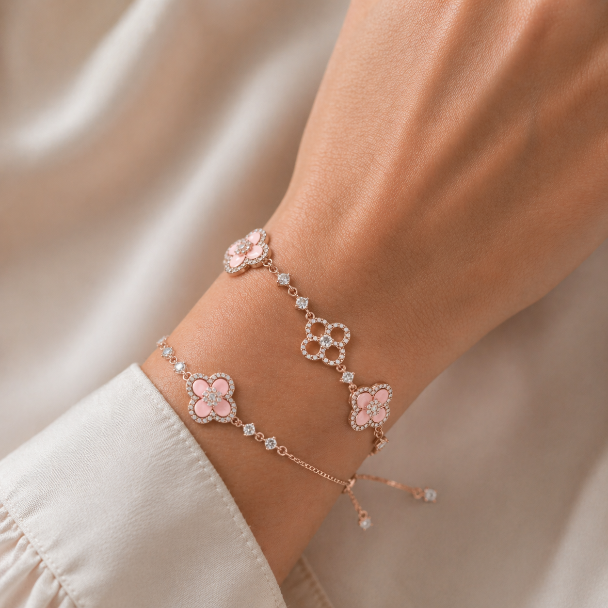 Clover Éclat - Rosé Armband