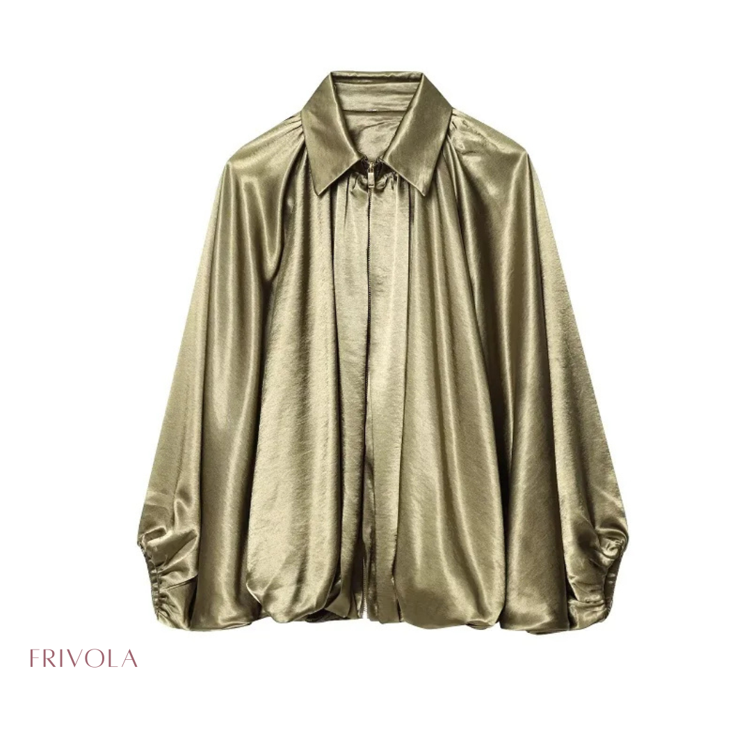 Aurora Balloon Blouse – Luxe Satijnlook Blouse met Ballonmouwen