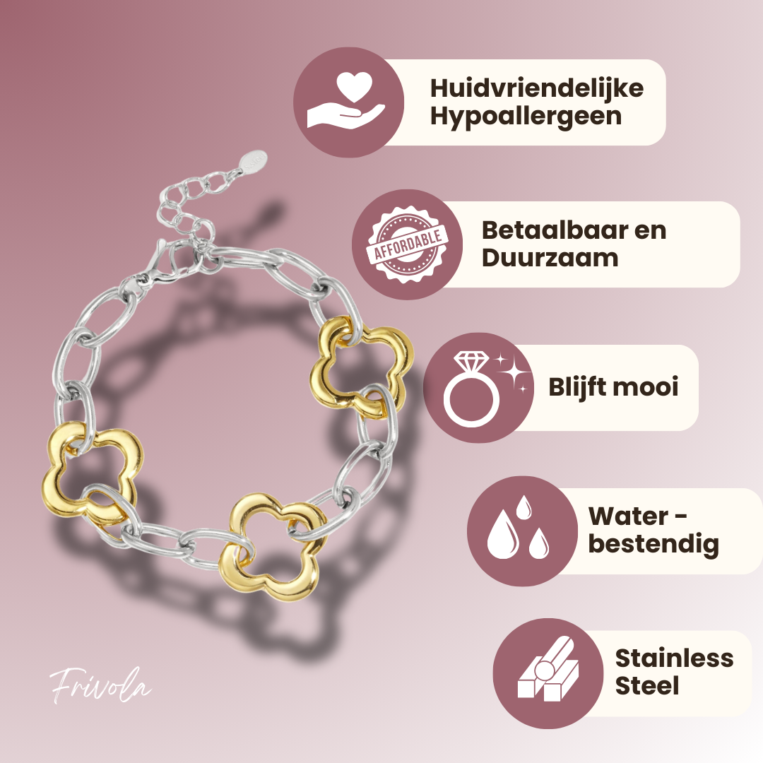 Bold Luck Klaver Armband Stainless Steel