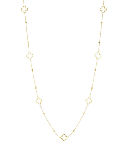 Long necklace with clover charms - Silver Color color