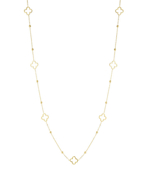 Long necklace with clover charms - Silver Color color