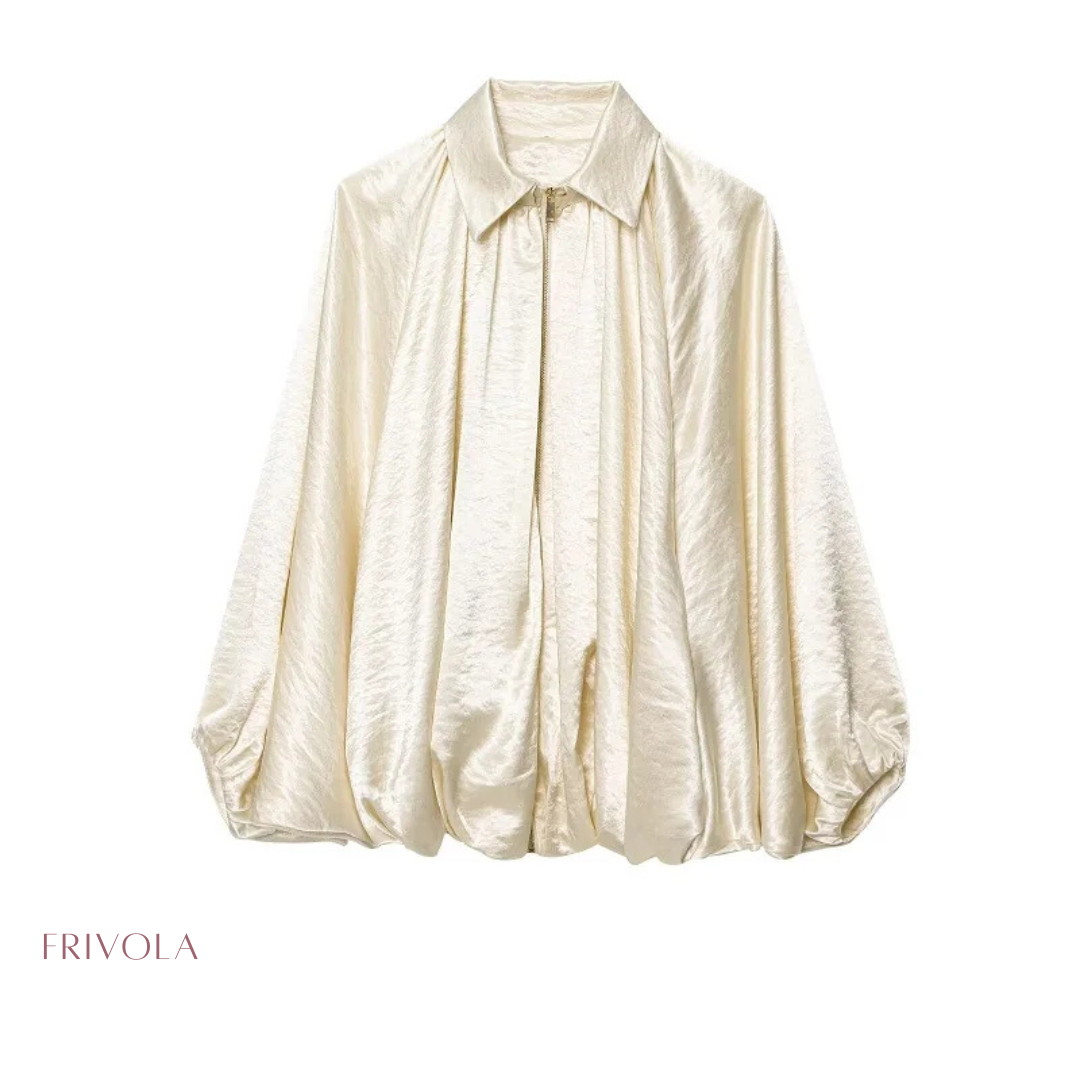 Aurora Balloon Blouse – Luxe Satijnlook Blouse met Ballonmouwen