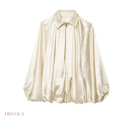 Aurora Balloon Blouse – Luxe Satijnlook Blouse met Ballonmouwen