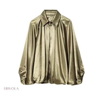 Aurora Balloon Blouse – Luxe Satijnlook Blouse met Ballonmouwen