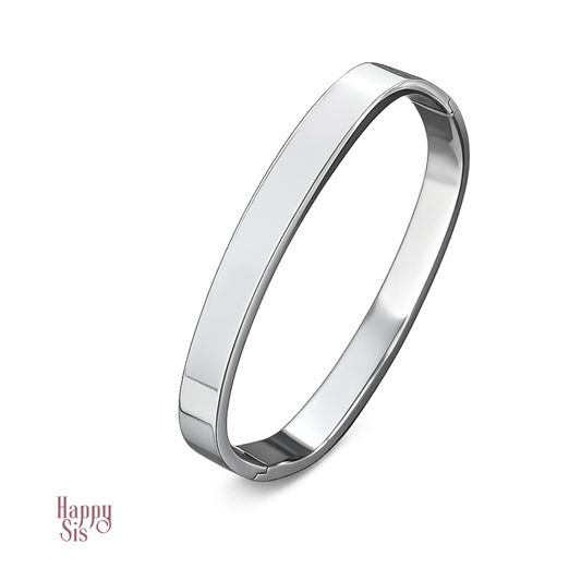 stainless steel rond vierkante bangle armband zilver