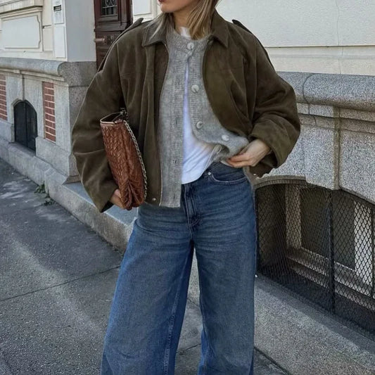 Women's Jacket Short Suede Look