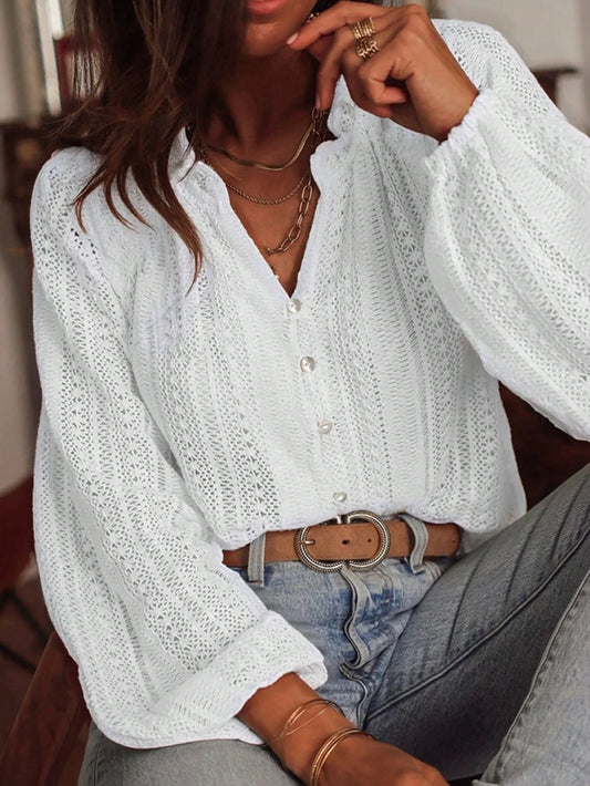 Boho Openwork Knit Blouse